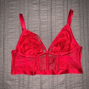Victoria’s Secret red lace bustier bra